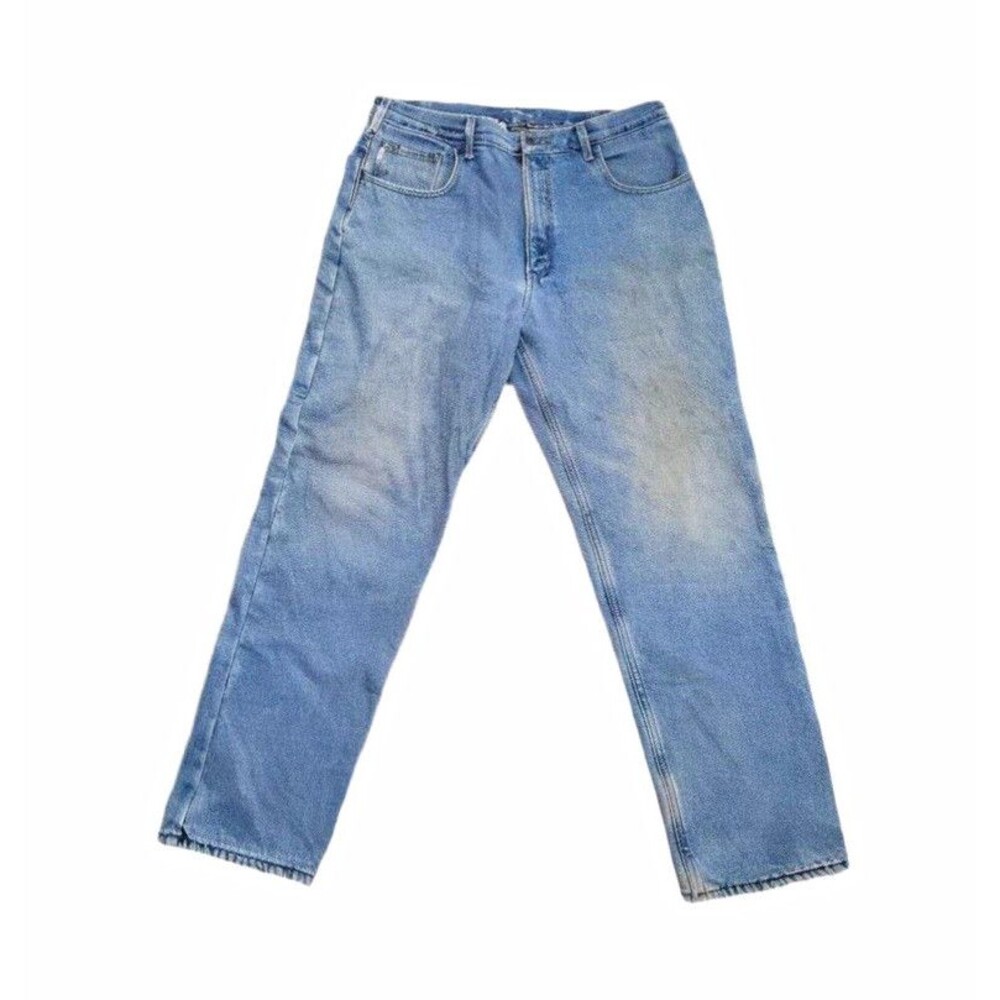 Carhartt Men's Blue Light Wash Straight Leg Denim Jeans 5-Pocket Logo